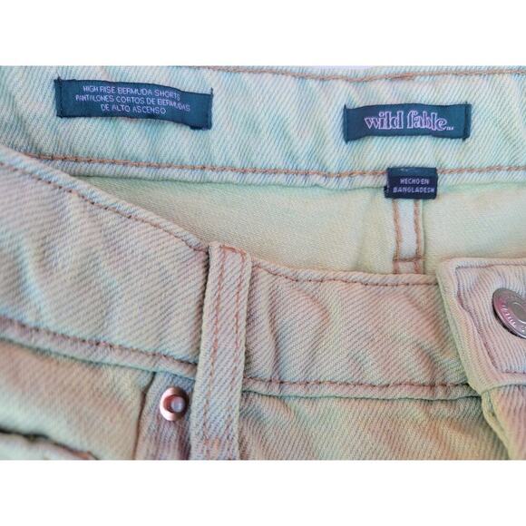 Wild Fable Women's green distressed high rise bermuda shorts - Picture 5 of 8